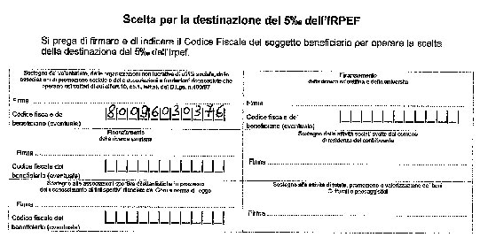 cinque per mille indic 550