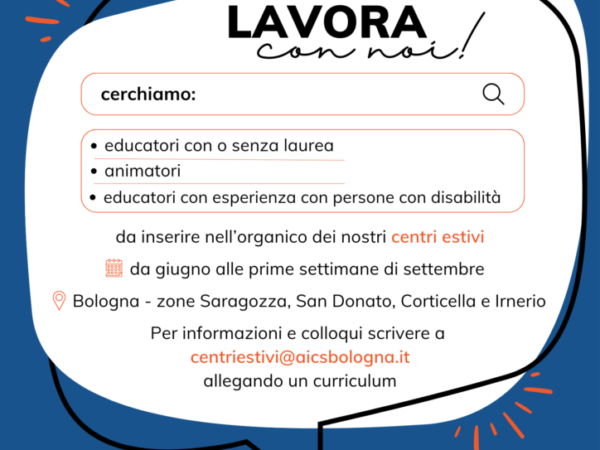 AICS Bologna cerca collaboratori per i centri estivi!