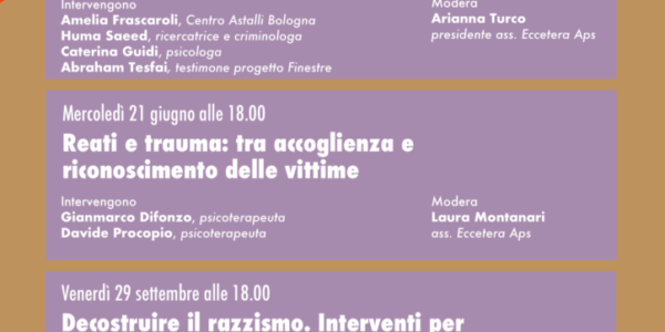 Ciclo di incontri sulla vittimizzazione e servizio di supporto per le vittime di reato e calamità