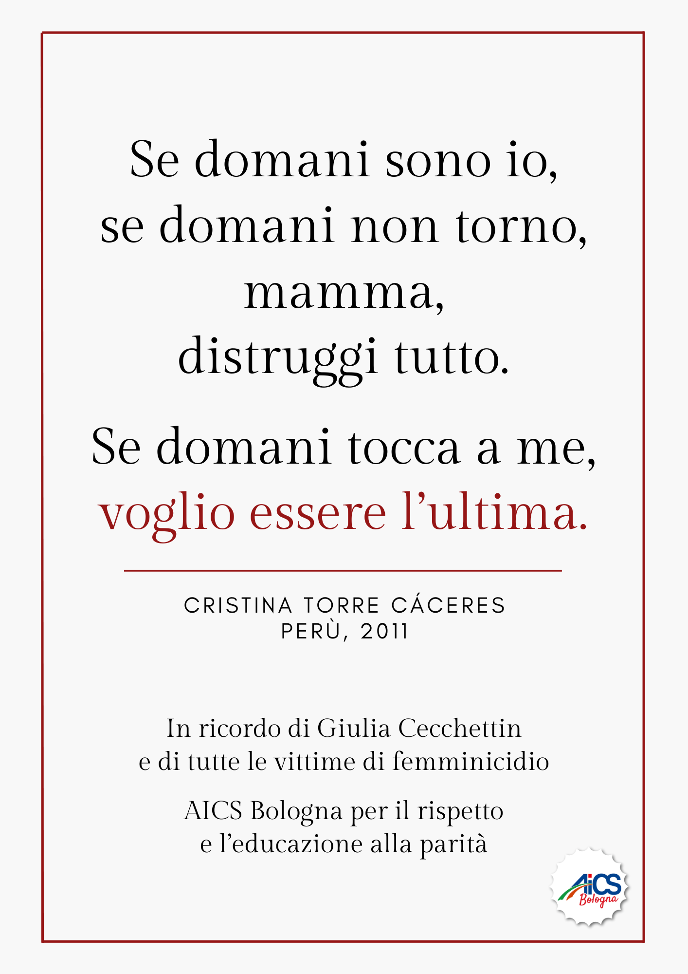 In ricordo di Giulia Cecchettin e di tutte le vittime di femminicidio